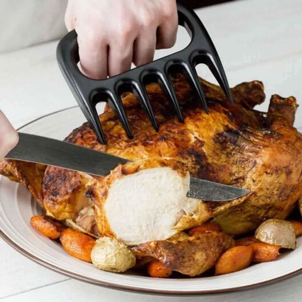 2pcs Bear Claws Barbecue Fork Tongs Pull Meat Clamp Roasting Fork