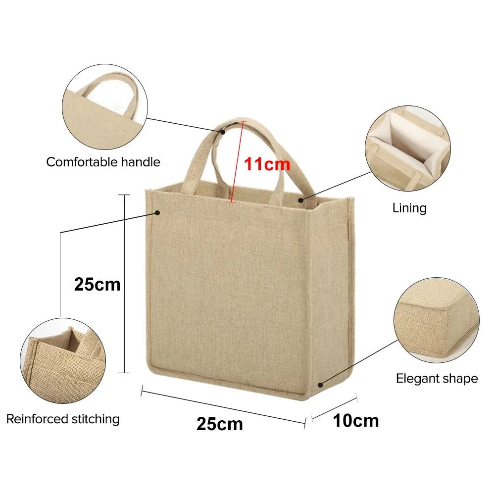 Burlap Tote Bag Natural - 25 x 25 x 10 cm