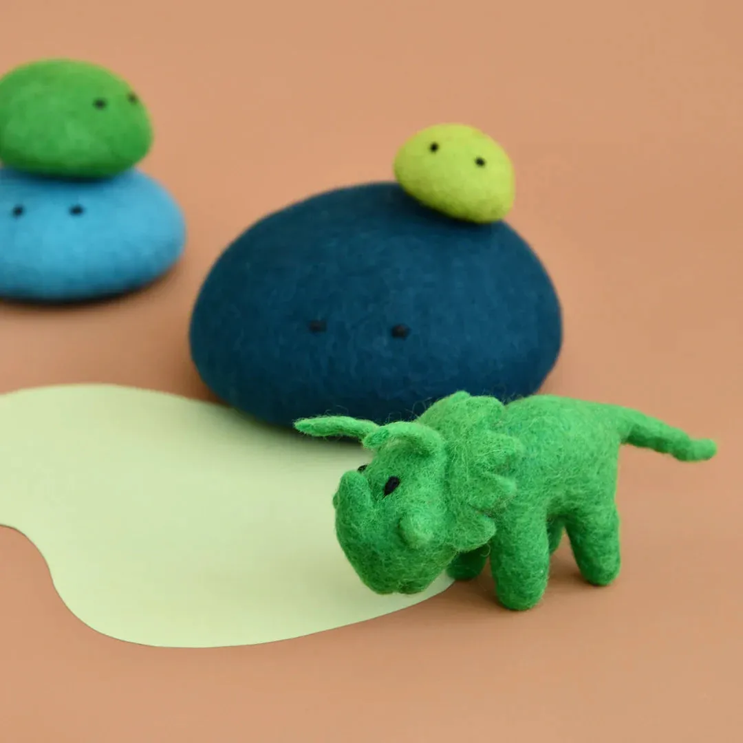 Dashdu Mini Green Felt Triceratops
