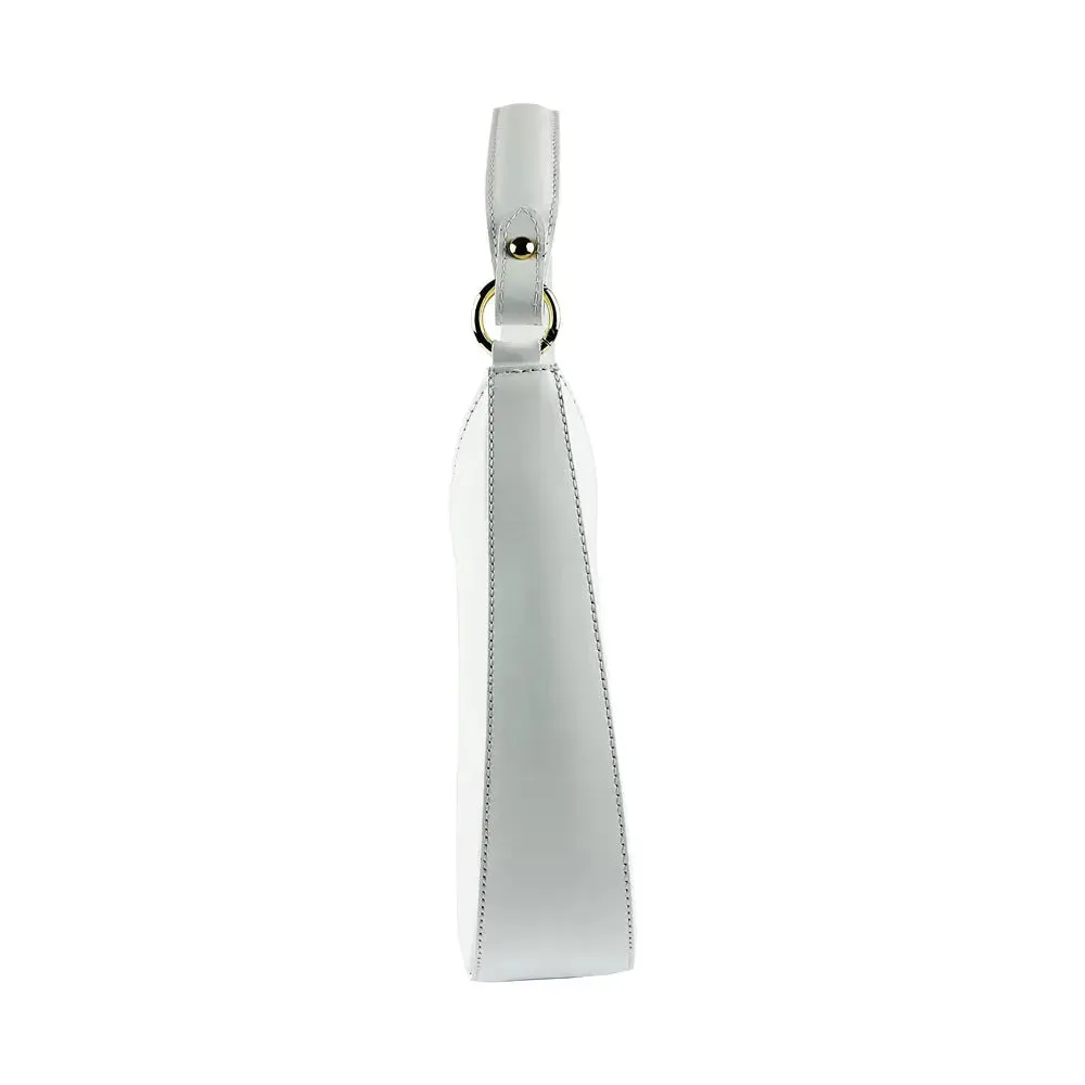 Elegant White Leather Handbag with Adjustable Strap for Women by Renato Borzatta