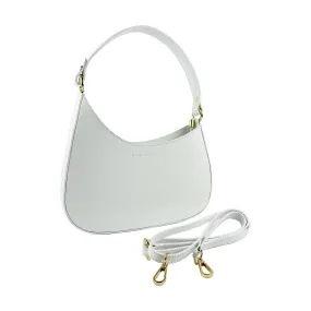 Elegant White Leather Handbag with Adjustable Strap for Women by Renato Borzatta