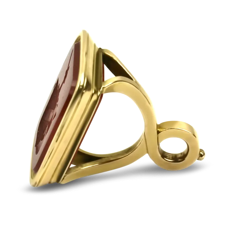Estate 9K Yellow Gold Carnelian Watch Fob