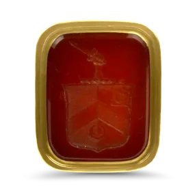 Estate 9K Yellow Gold Carnelian Watch Fob