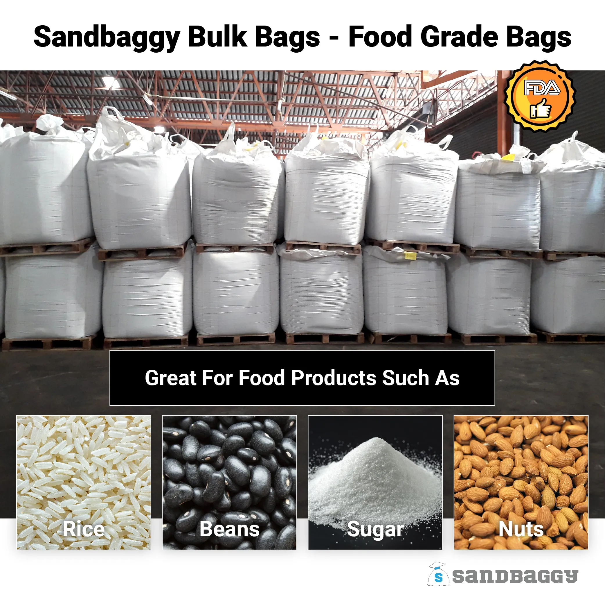 FIBC Bulk Bags - 3000 lb Capacity - 45 Cu Ft - 35" x 35" x 50"
