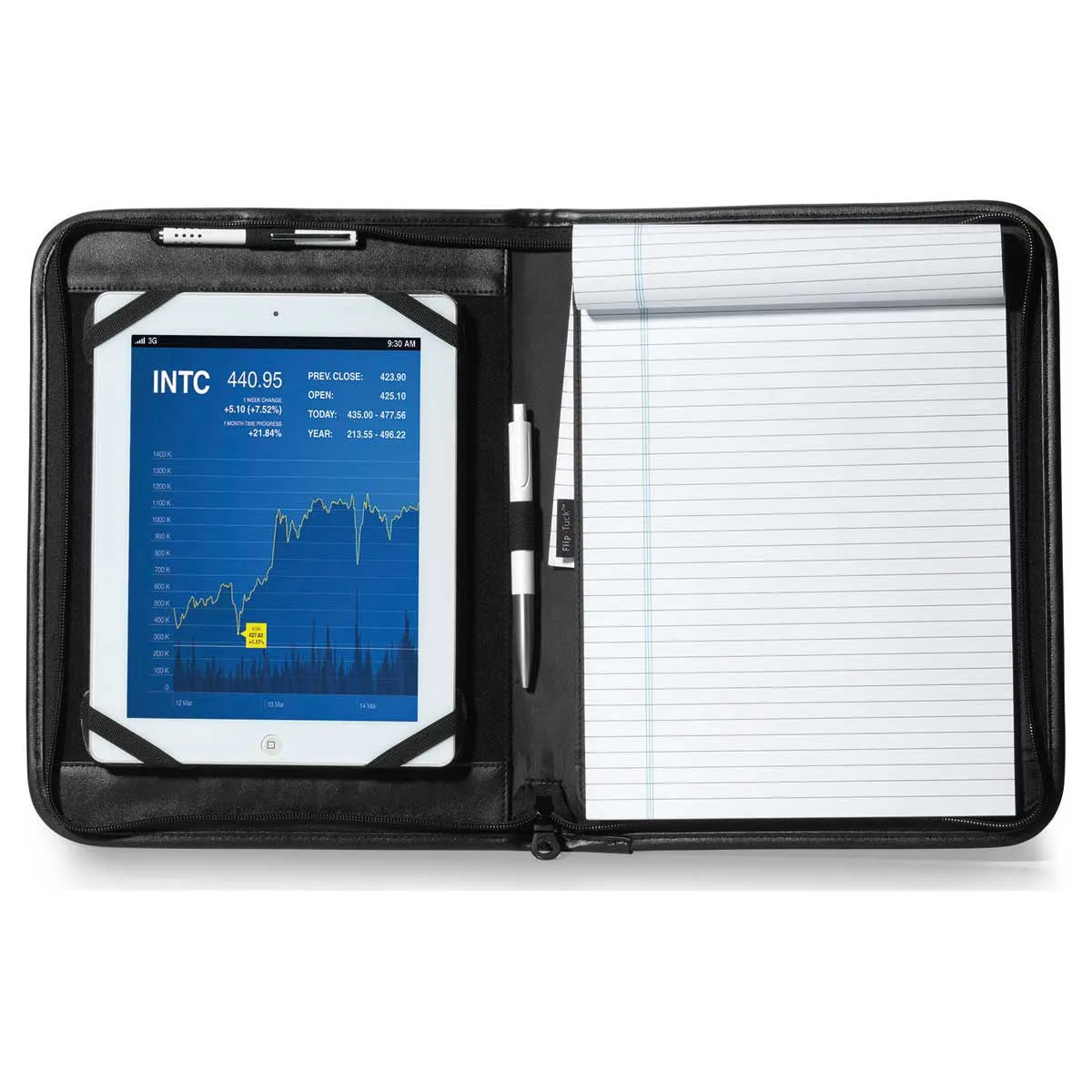Gemline Black Noble Leather Tablet Stand E-Padfolio
