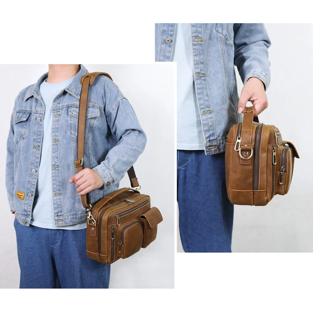 Genuine Leather Messenger Bag for 9.7 Inch iPad
