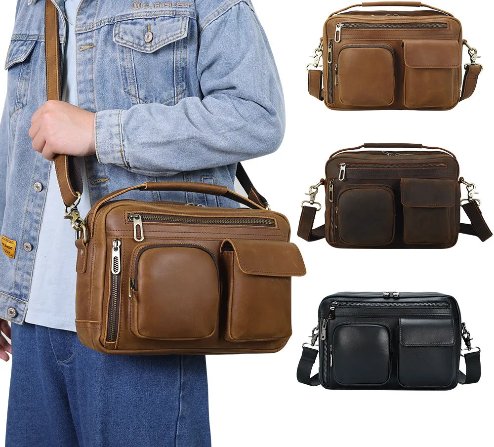 Genuine Leather Messenger Bag for 9.7 Inch iPad