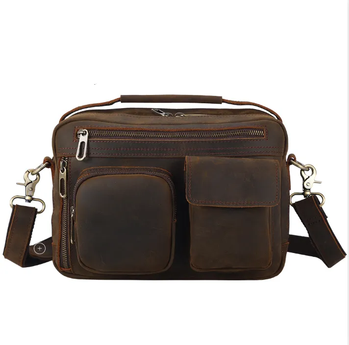 Genuine Leather Messenger Bag for 9.7 Inch iPad