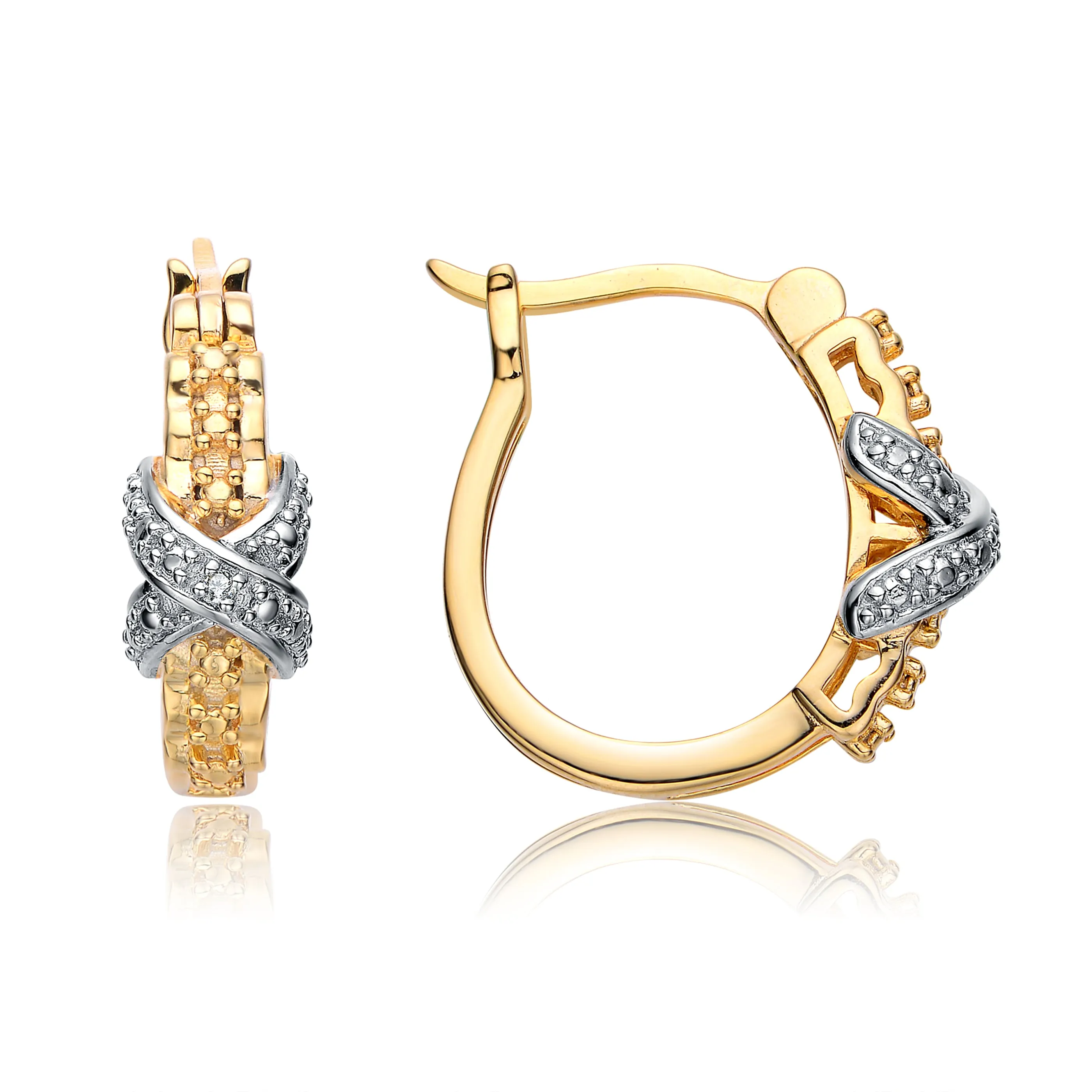 Henriette Two Tone X Design Hoop Earrings