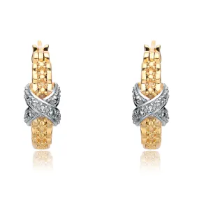Henriette Two Tone X Design Hoop Earrings