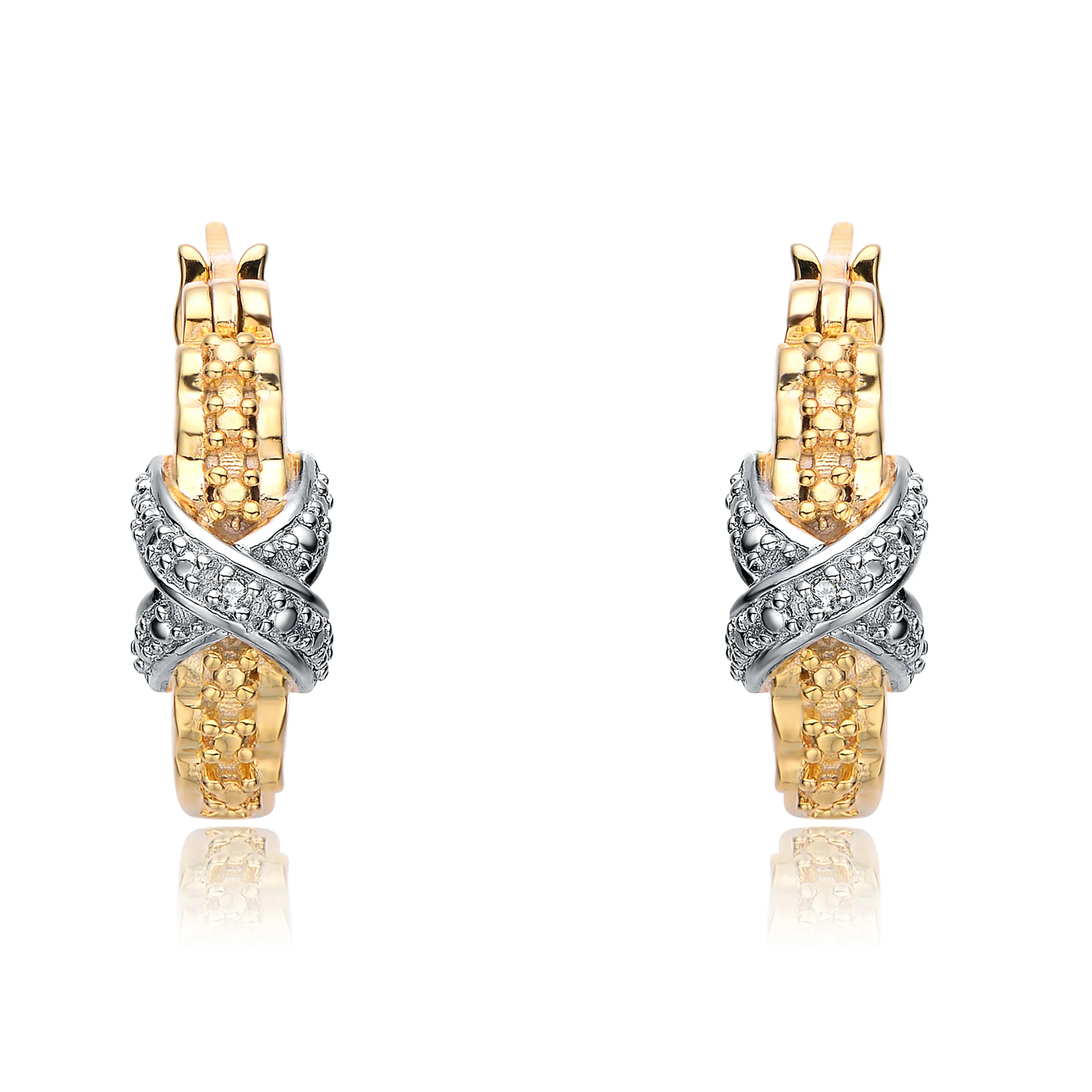 Henriette Two Tone X Design Hoop Earrings