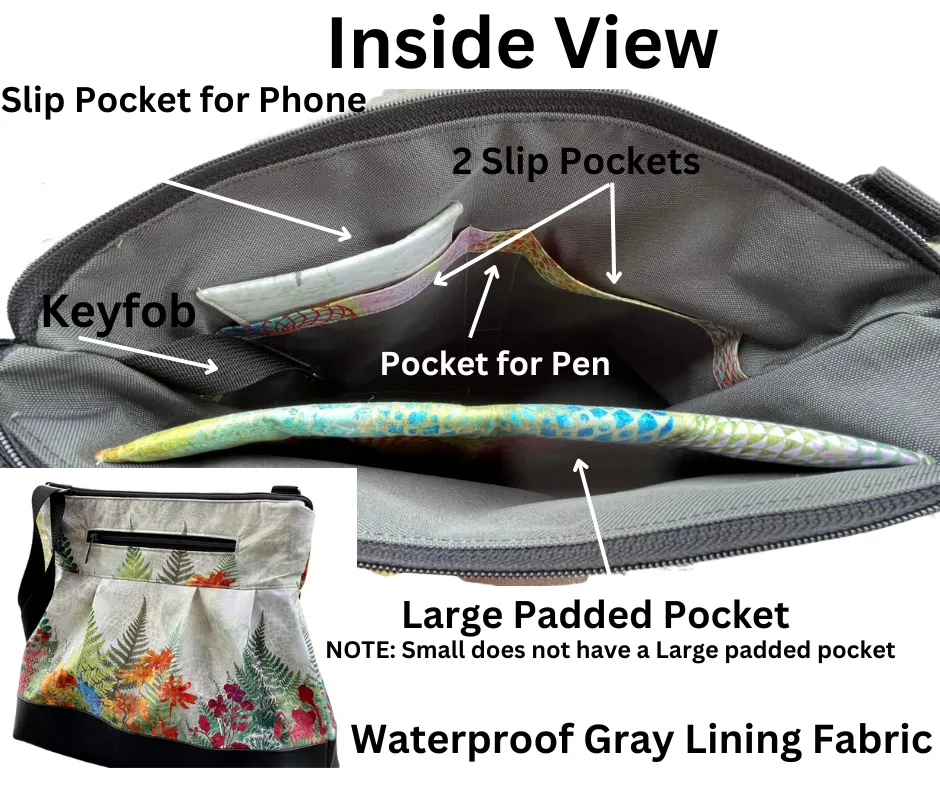 Hobo Purse Cross Body - Shoulder Bag - Flower Show Violet Fabric
