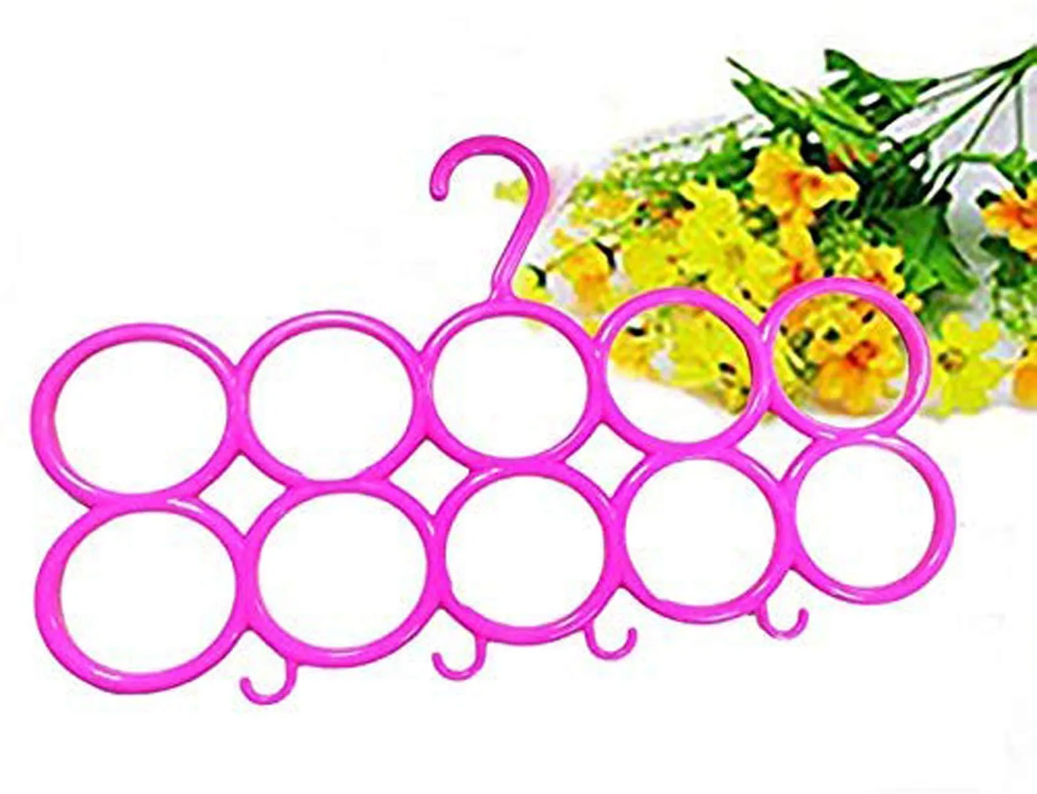 Kuber Industries 10-Circle Plastic Ring Hanger for Scarf, Shawl, Tie, Belt, Closet Accessory Wardrobe Organizer (Multicolour) - CTKTC030741