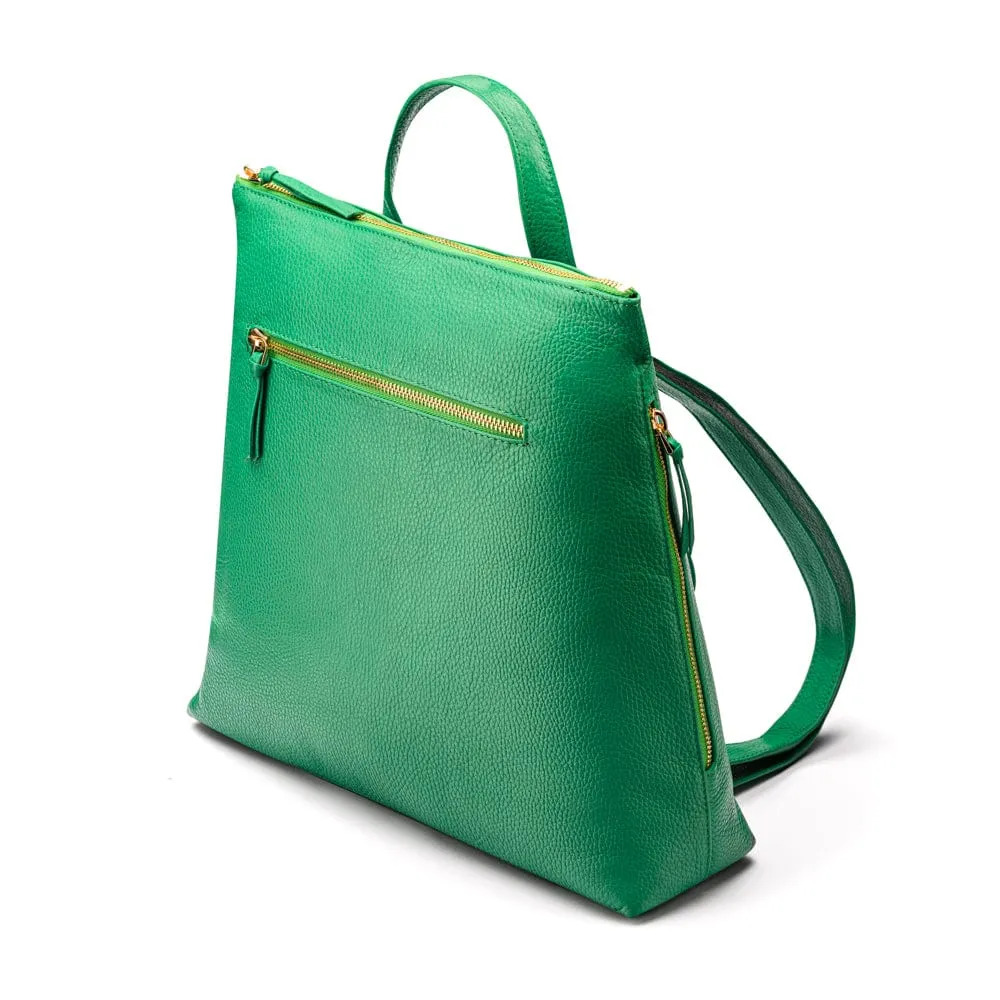 Leather 13" Laptop Backpack - Emerald Green
