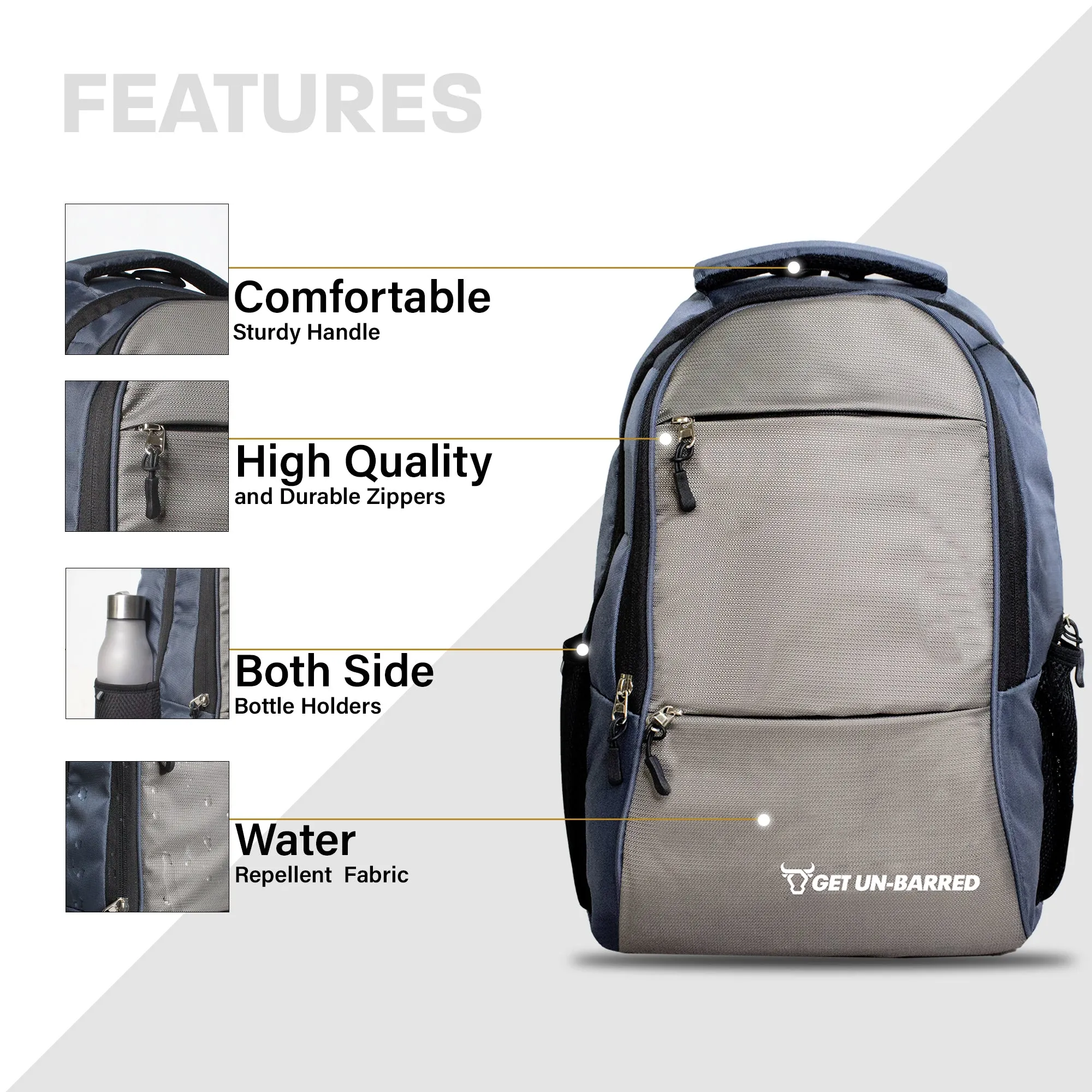 Lexus 40Ltr Laptop Backpack Upto 15.6 Inches - Grey