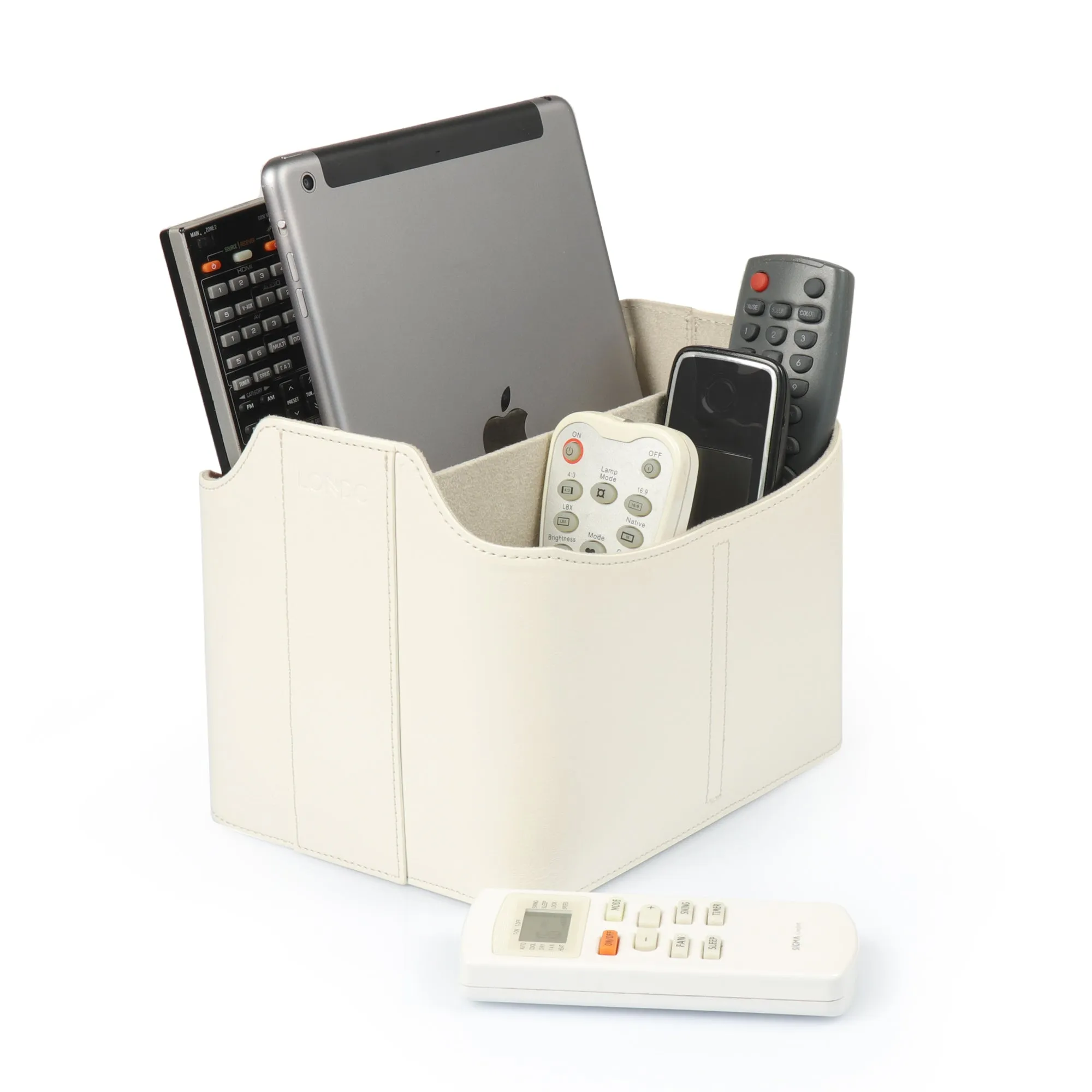 Londo Leather Remote Control Organizer and Caddy with Tablet Slot