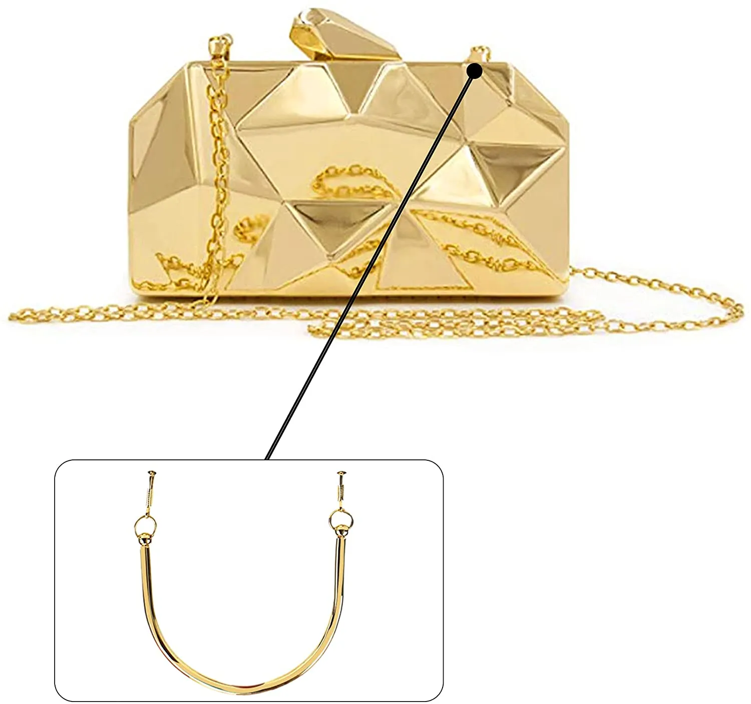 Luxe Gold Metal Chain Handbag Evening Clutch Purse