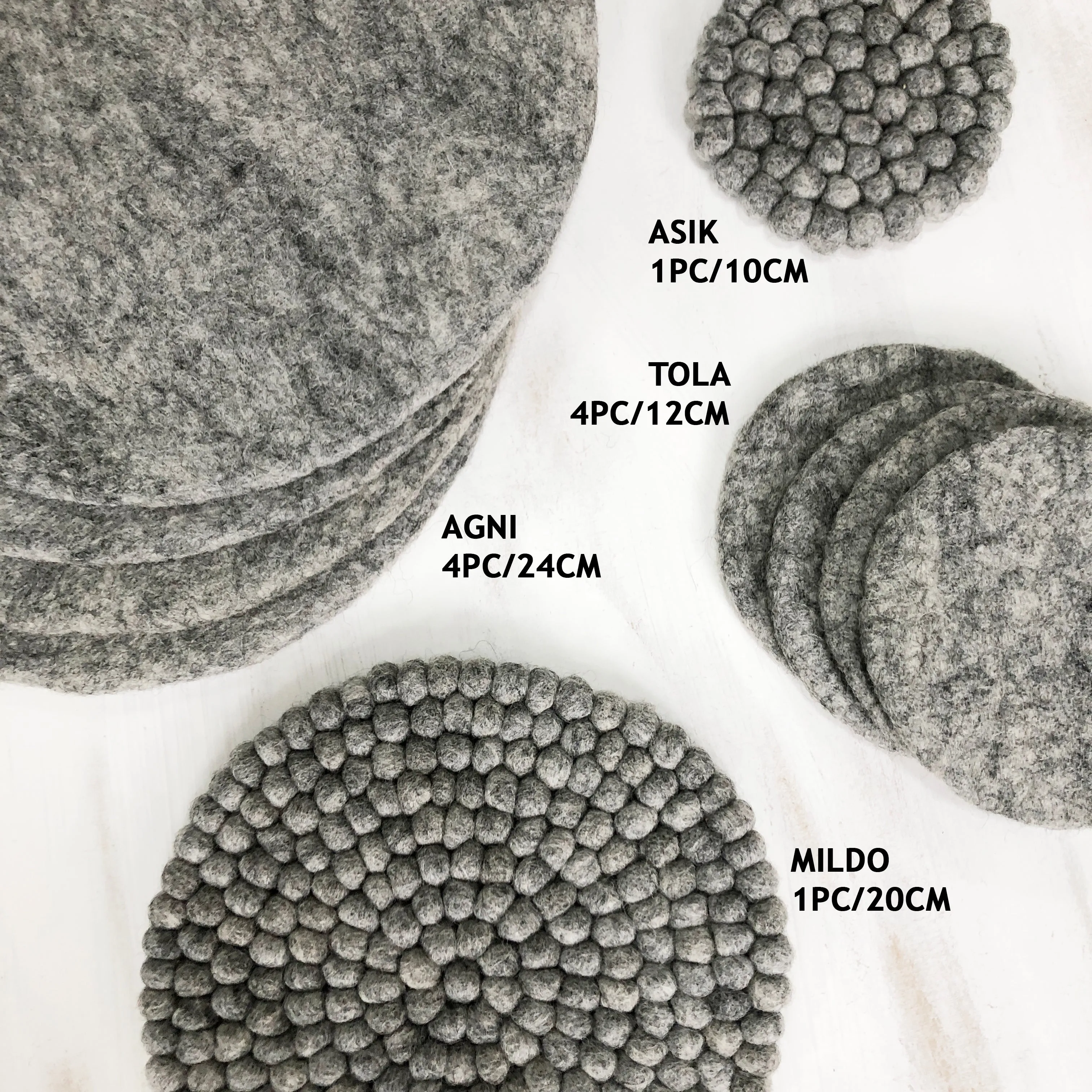 MILDO Handmade Felt Ball Table Mat Trivet