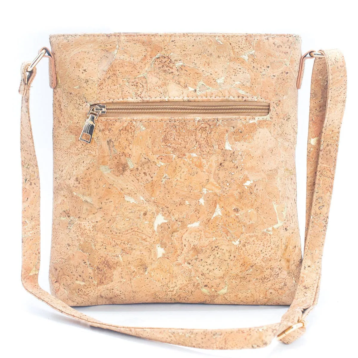 Natural Cork with Gold and Silver Accents - Women's Cork crossbody bag BAG-2251