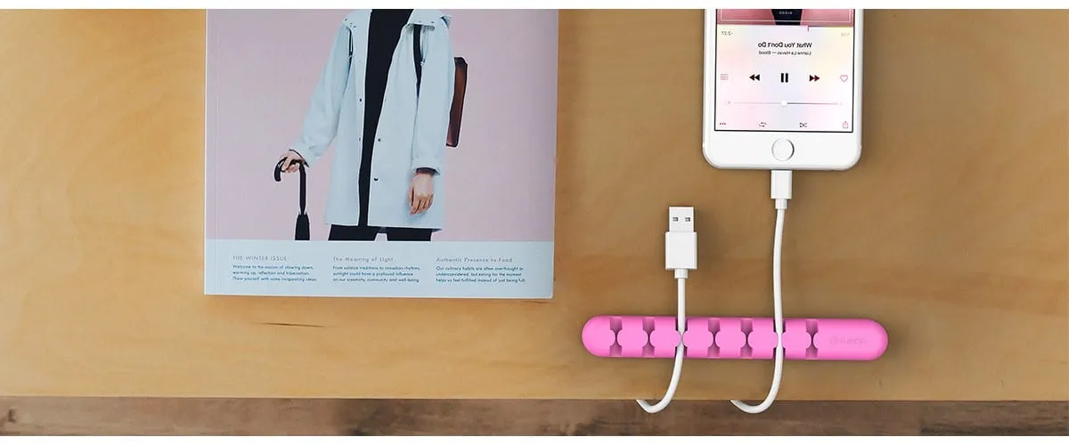 Orico 7 Slot Desktop Cable Management Clip - Pink