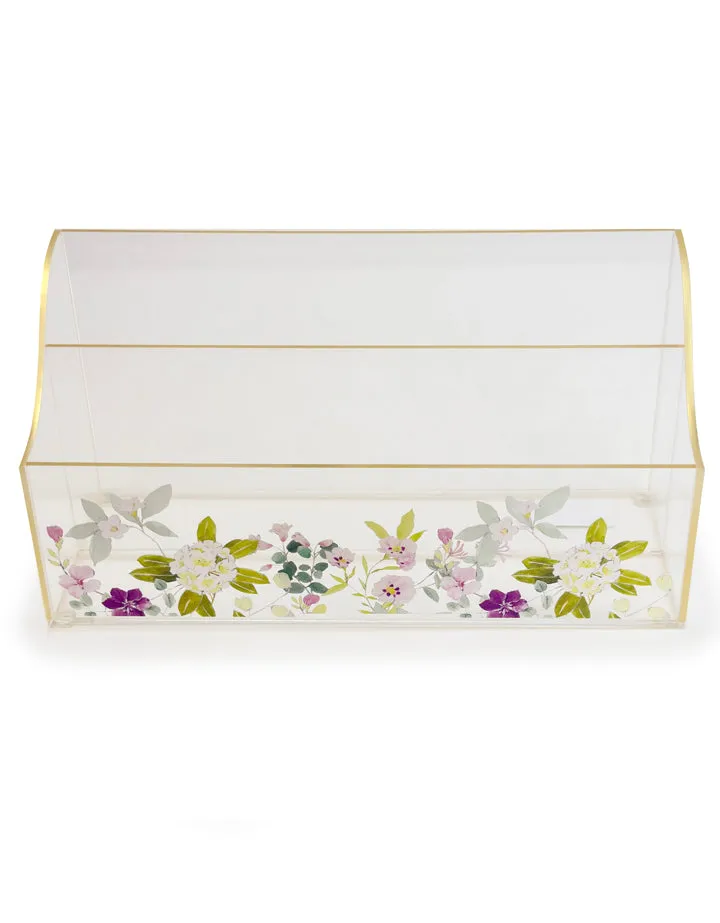 Papyrus Two Compartments Acrylic Desk Letter Organizer with Floral Design