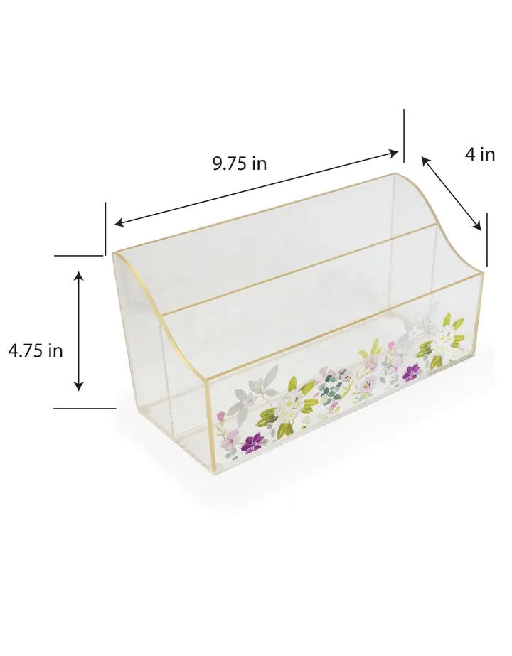 Papyrus Two Compartments Acrylic Desk Letter Organizer with Floral Design