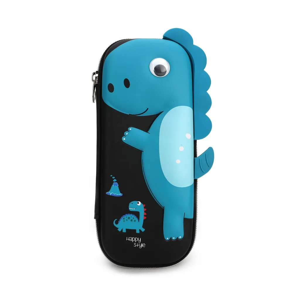 QIPS Dinosaur 3D embossed EVA Hardtop Pencil Case Pouch Bag, Blue
