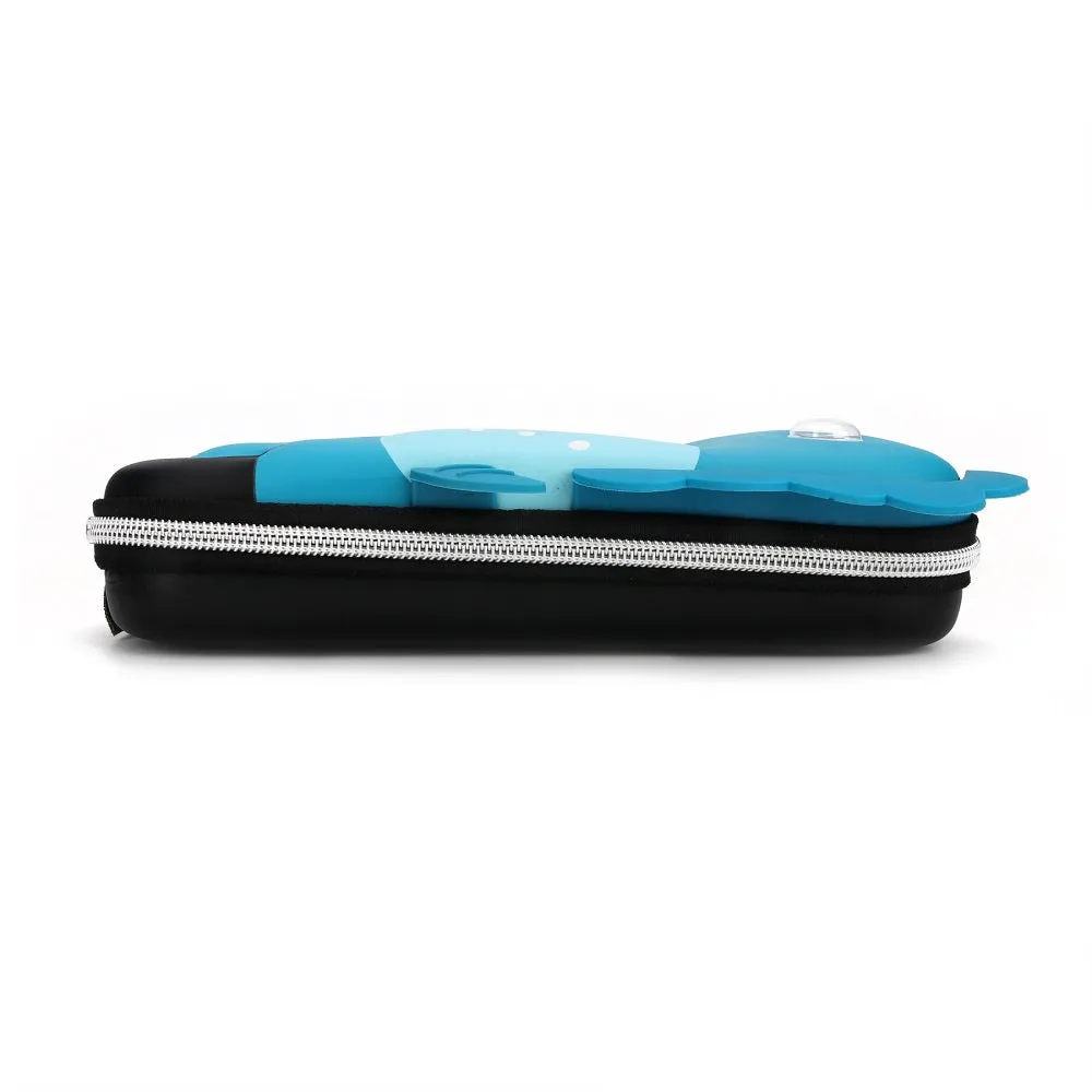 QIPS Dinosaur 3D embossed EVA Hardtop Pencil Case Pouch Bag, Blue