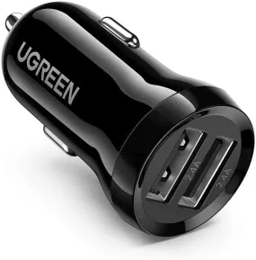 relaxed Black USB A Car Charger, Fast Adapter with Dual Ports, Universal
