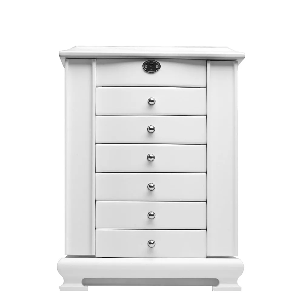 ROWLING Fashion Large Classic Wooden Storage Boxes Bins Luxury Jewelry Box Earring Bracelets Organizer 6 Drawers Mirror
