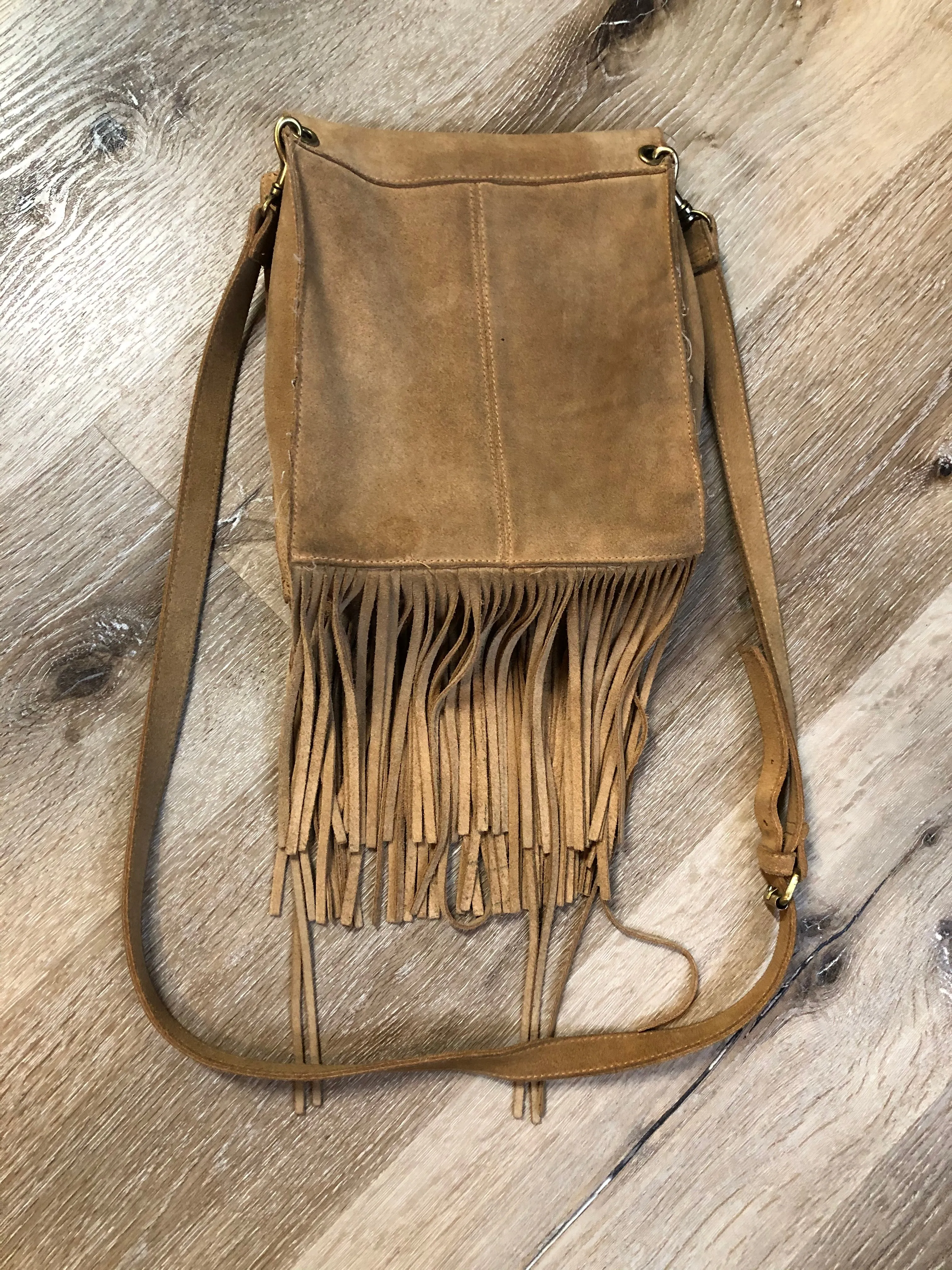 Sasti Suede Crossbody Bag with Fringe, SOLD