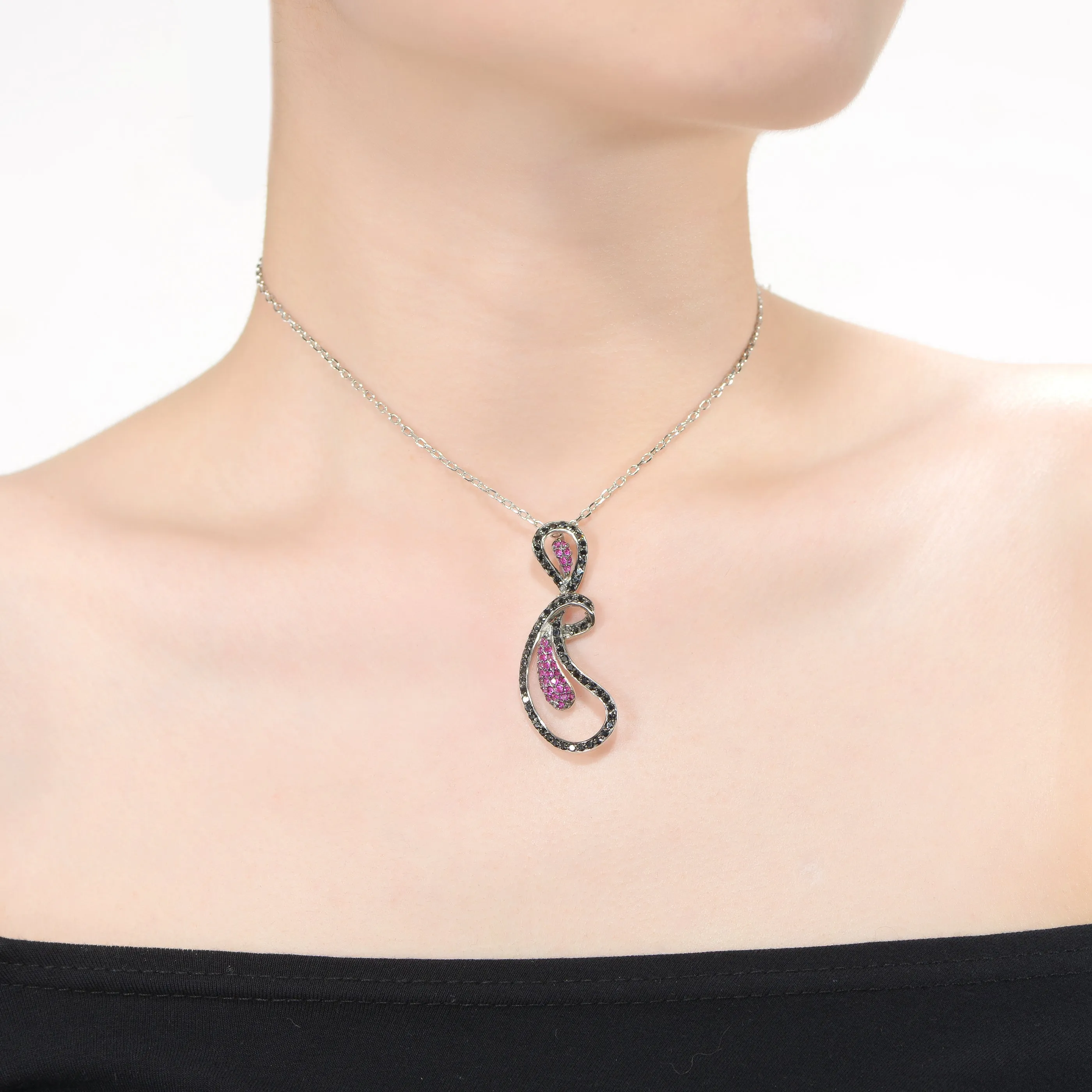 Sterling Silver and Pink Cubic Zirconia Infinity Pendant