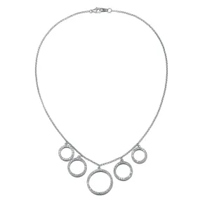 Sterling Silver Cubic Zirconia Rhodium Plated Necklace