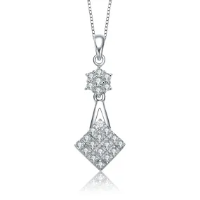 Sterling Silver Cubic Zirconia Star and Square Pendant