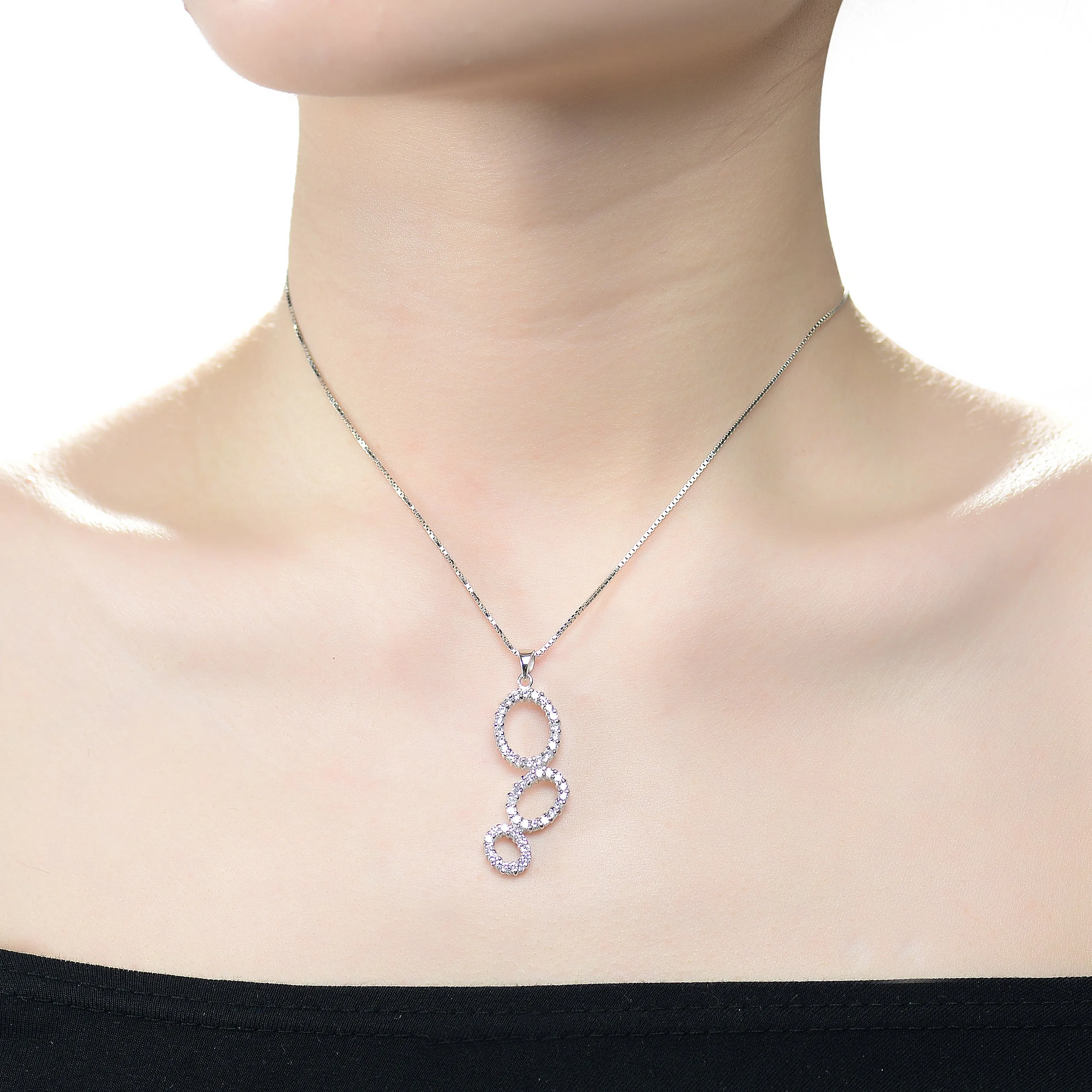 Sterling Silver Cubic Zirconia Triple Loop Pendant
