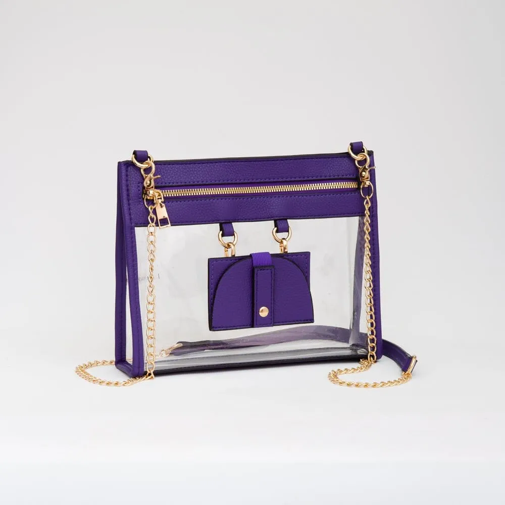 TG10666 Clear Gameday Crossbody Bag With Sunglasses Holder