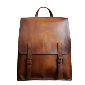 Vintage Womens Brown Leather Backpack Purse Cool Bag