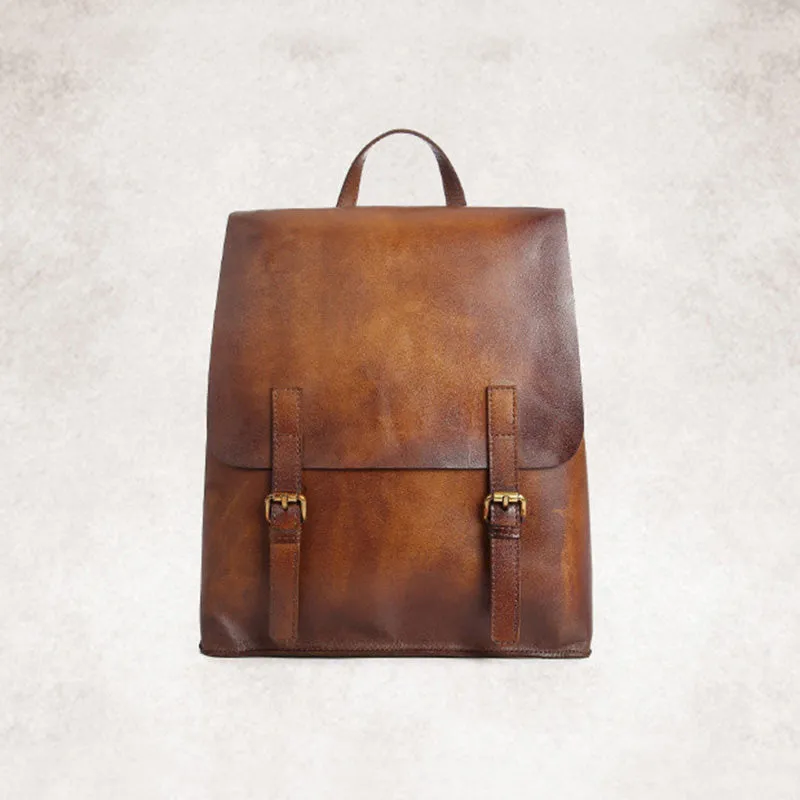 Vintage Womens Brown Leather Backpack Purse Cool Bag