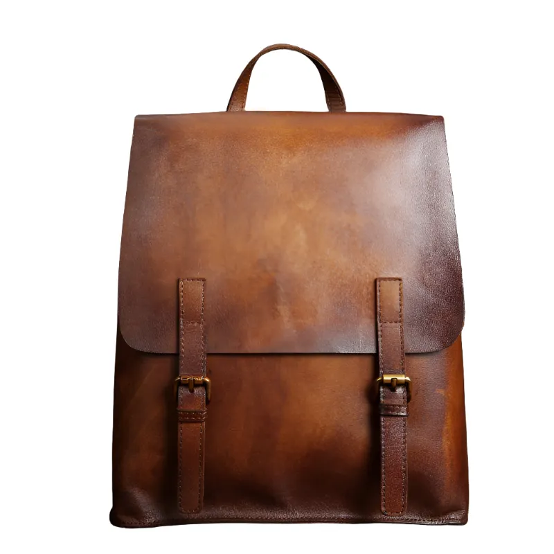 Vintage Womens Brown Leather Backpack Purse Cool Bag