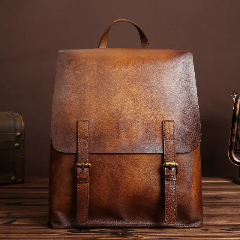 Vintage Womens Brown Leather Backpack Purse Cool Bag