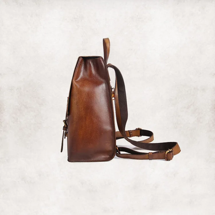 Vintage Womens Brown Leather Backpack Purse Cool Bag