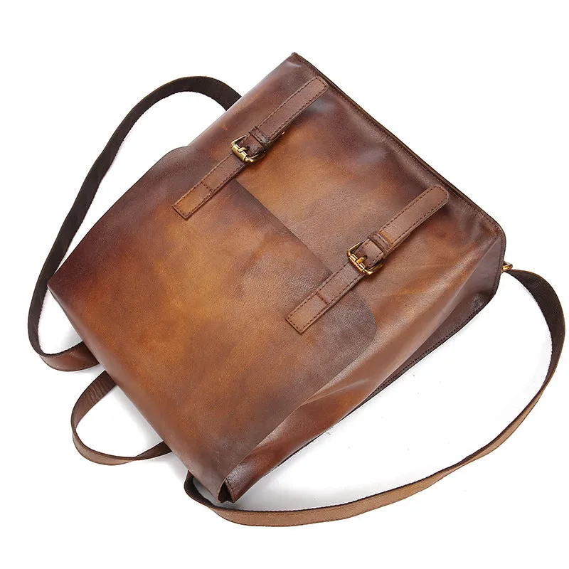 Vintage Womens Brown Leather Backpack Purse Cool Bag
