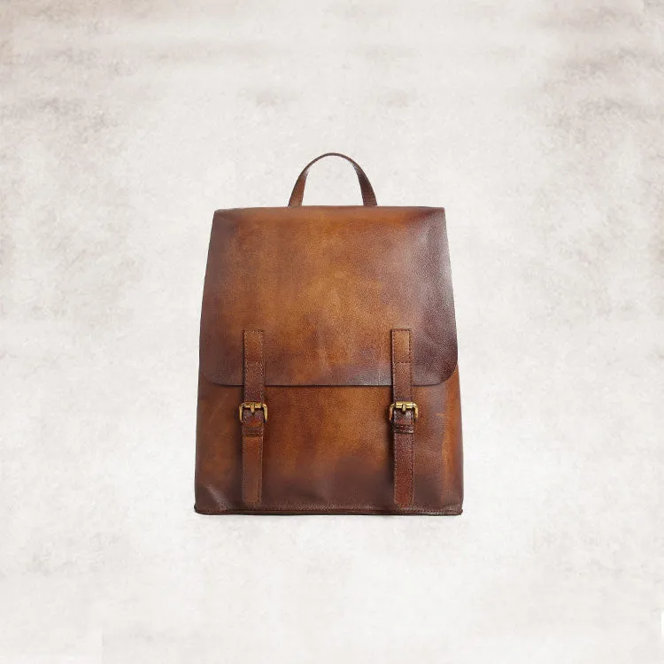 Vintage Womens Brown Leather Backpack Purse Cool Bag