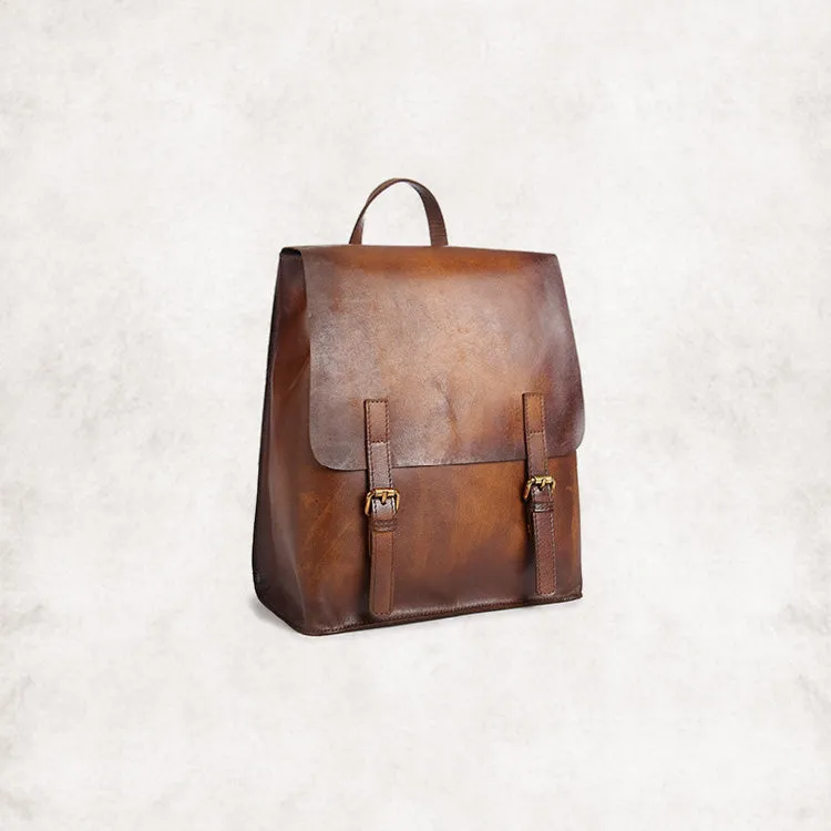 Vintage Womens Brown Leather Backpack Purse Cool Bag