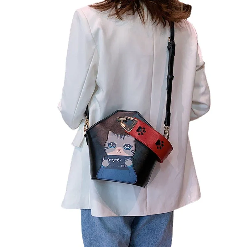 Women Fashion Cute Cat Crossbody Bag Handbag Shoulder Bag
