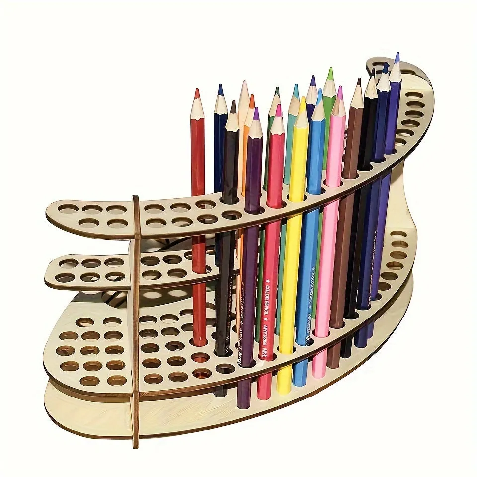Wooden Brush Holder Organizer for 105 Brushes and More