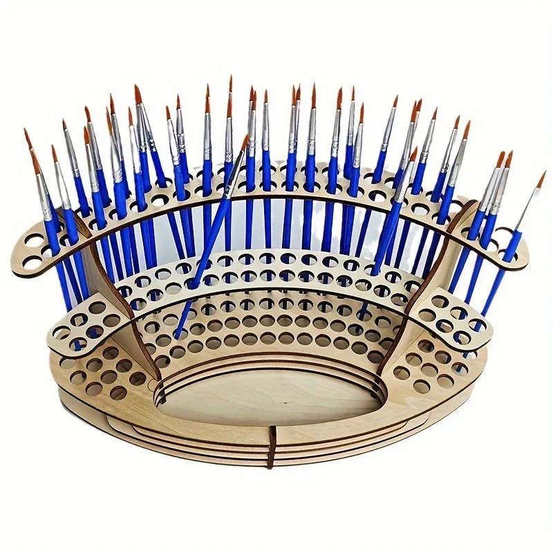 Wooden Brush Holder Organizer for 105 Brushes and More